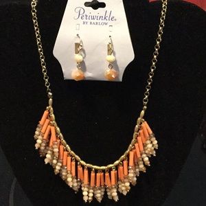 Goldtone Beaded Necklace, with Matching Earrings